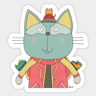 Sporty Cat Goof Sticker